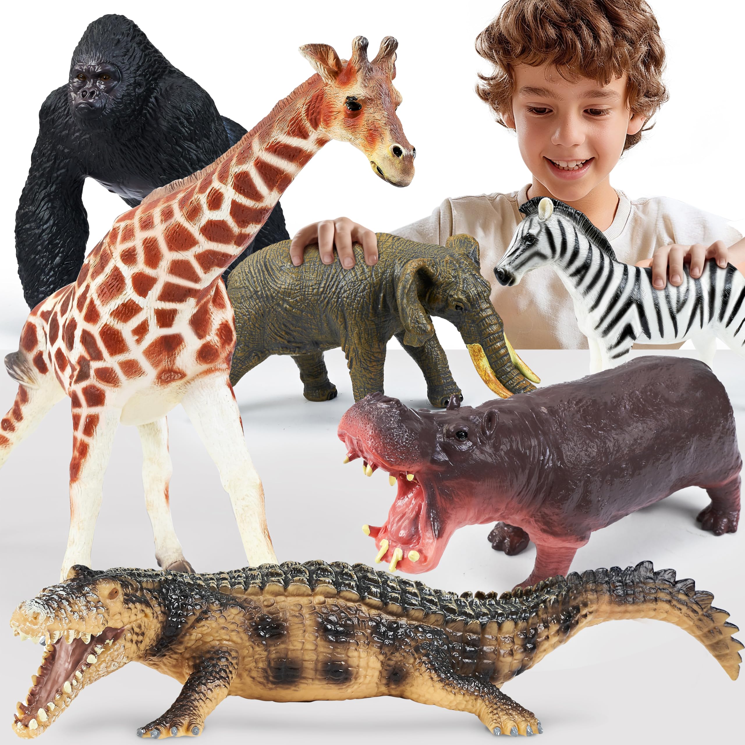 Amazon.com: 6 Pcs Large Soft Safari Animal Toys,Jumbo Animals